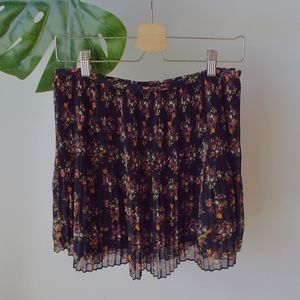 Black Floral A-Line Skirt